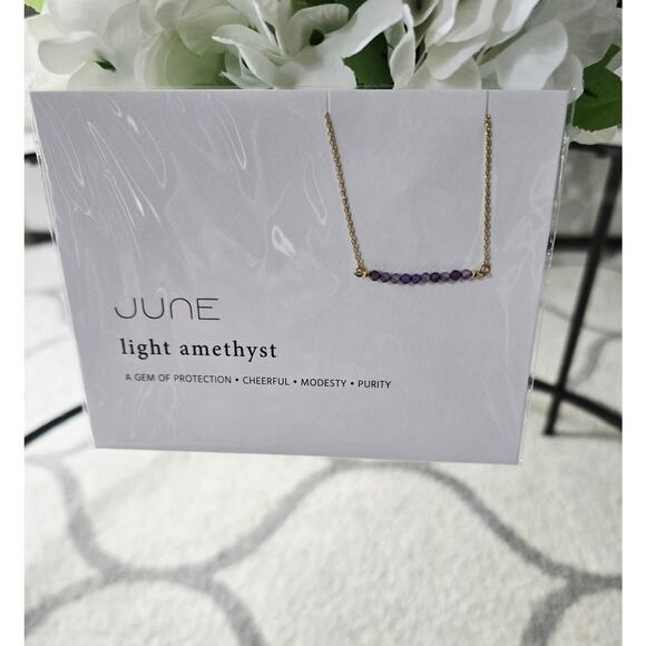 14K Gold Dipped June Light Amethyst Beaded Necklace New - Picture 3 of 4